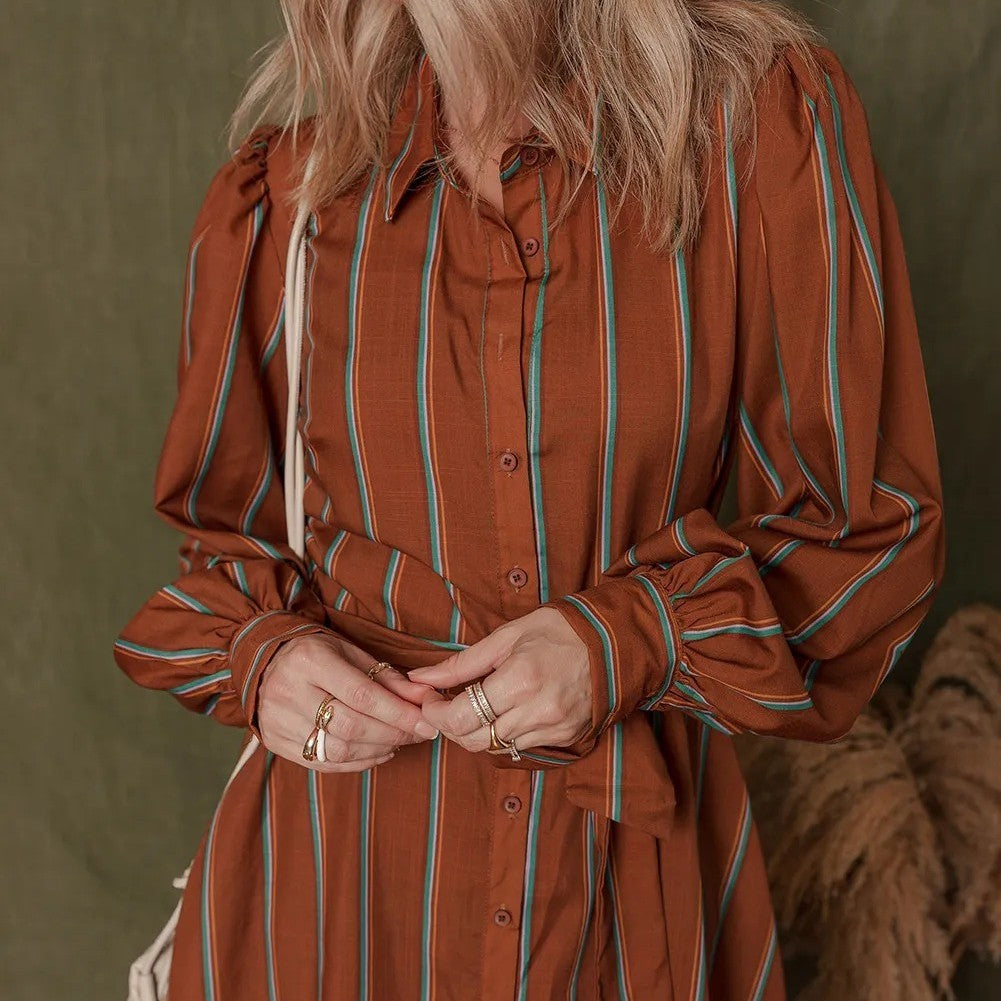 ComfortCinch™ Puff Sleeve Shirt Dress