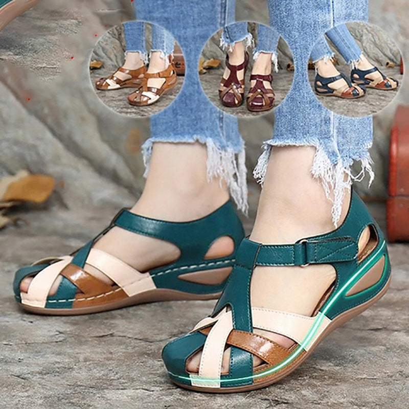 Velcro Toe Comfort Sandals with Straps and Cutout Design