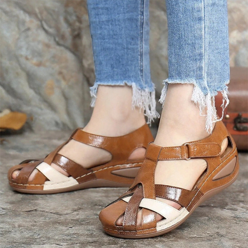 Velcro Toe Comfort Sandals with Straps and Cutout Design