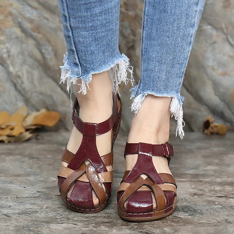Velcro Toe Comfort Sandals with Straps and Cutout Design