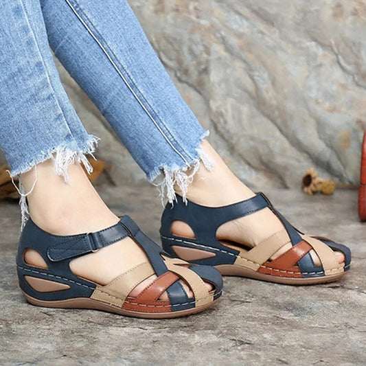 Velcro Toe Comfort Sandals with Straps and Cutout Design