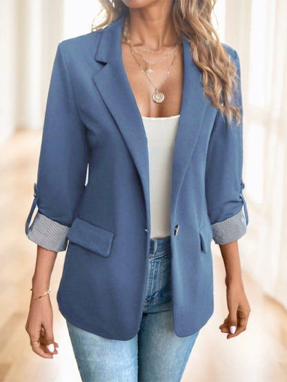Women'S Stylish Blazer With Roll-Up Sleeves