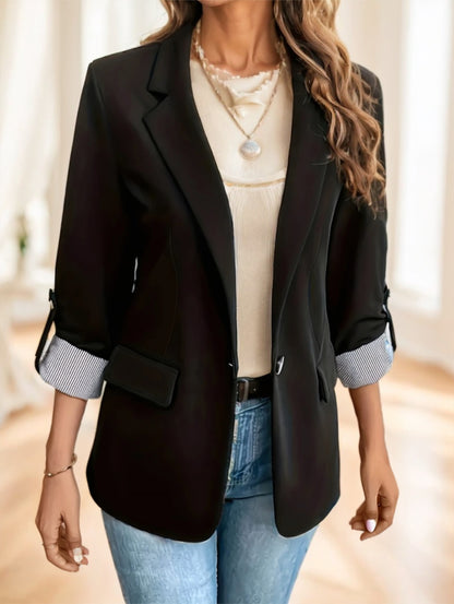 Women'S Stylish Blazer With Roll-Up Sleeves
