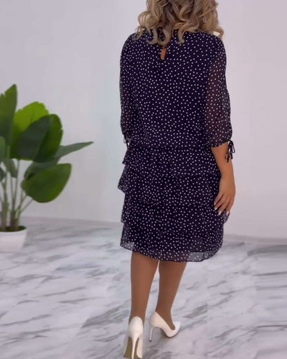 Eralyn™ Polka Tiered Dress With Tie-Slit Sleeves