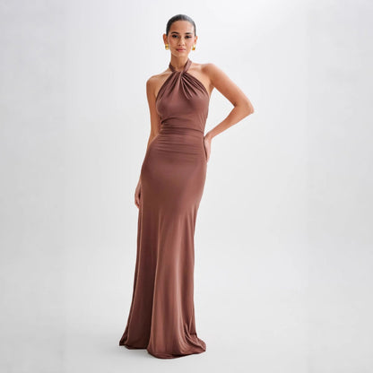 Selvéa™ Backless Halter Maxi Dress
