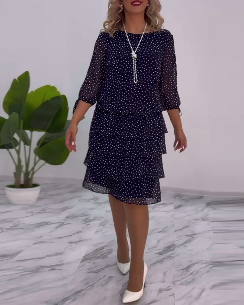 Eralyn™ Polka Tiered Dress With Tie-Slit Sleeves