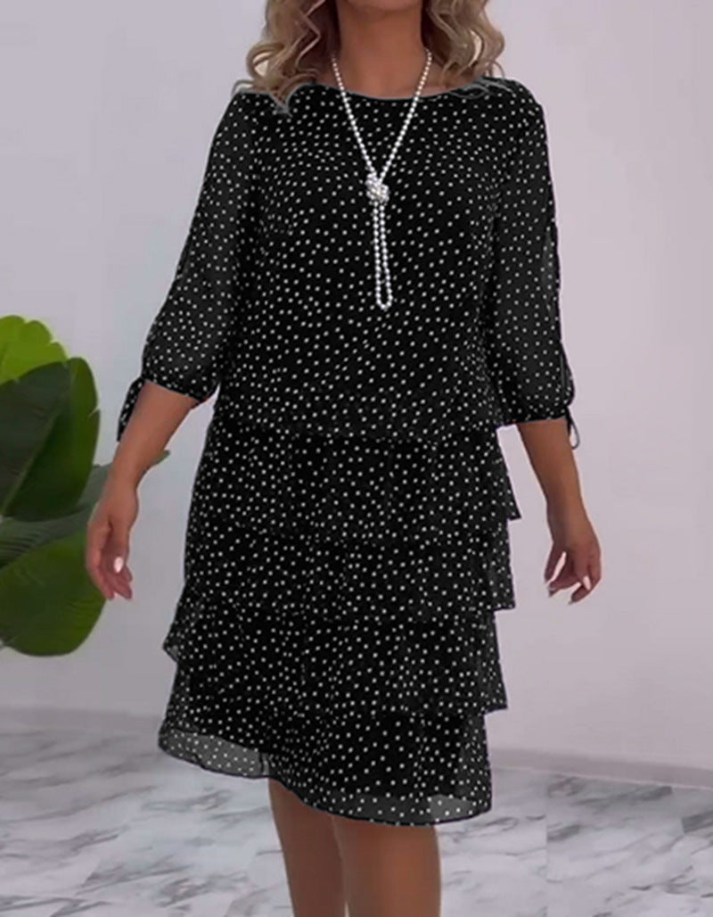 Eralyn™ Polka Tiered Dress With Tie-Slit Sleeves