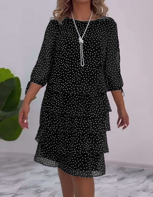 Eralyn™ Polka Tiered Dress With Tie-Slit Sleeves