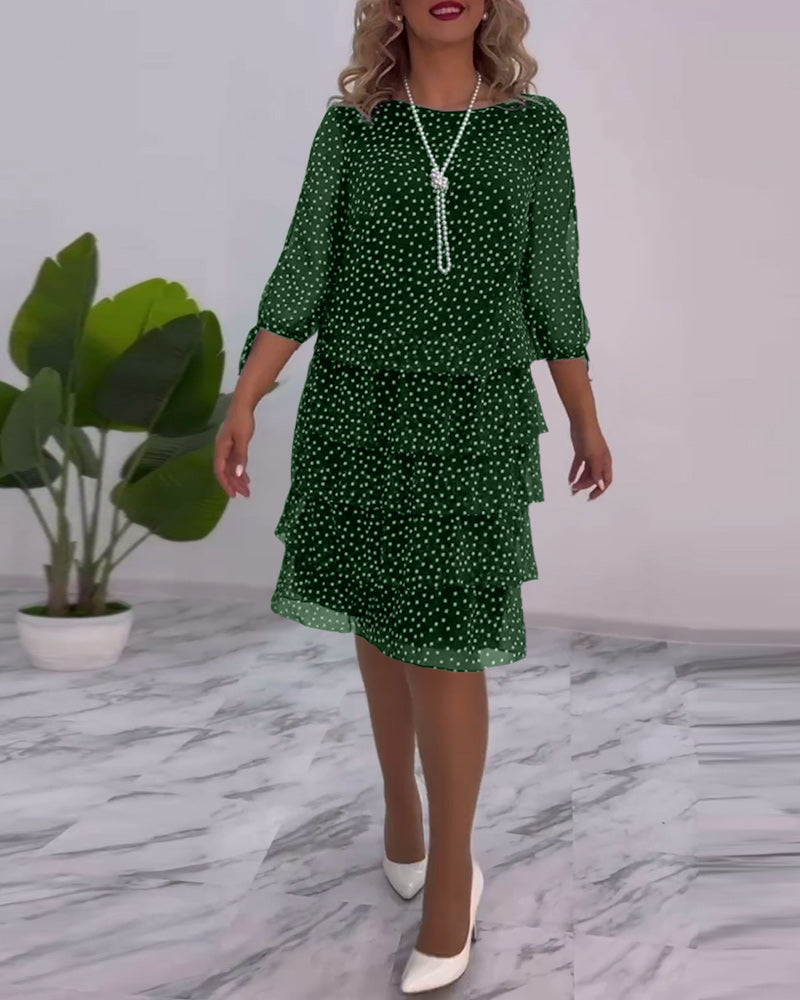 Eralyn™ Polka Tiered Dress With Tie-Slit Sleeves