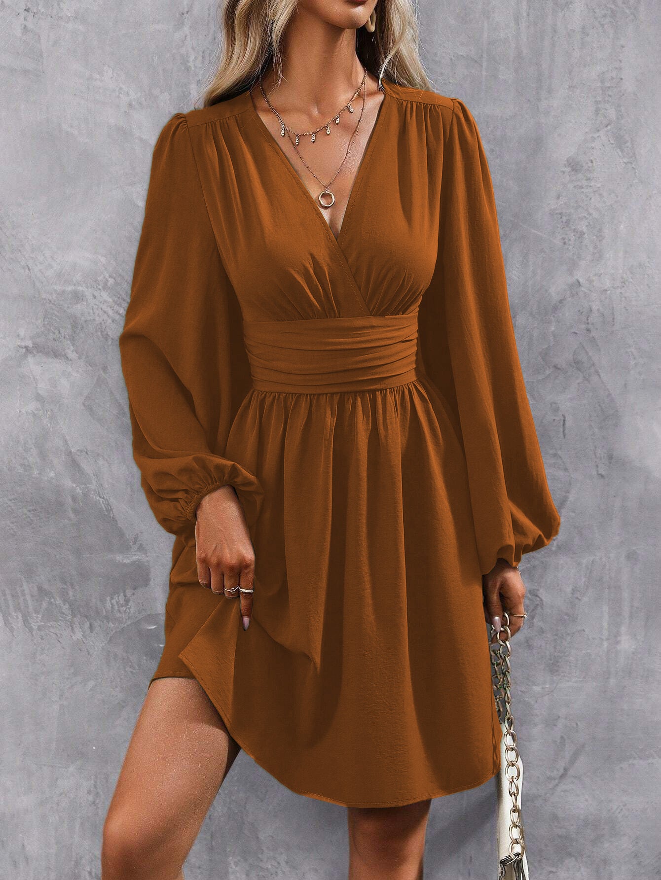 LumiÉlan™ Smocked Elegance Midi Dress