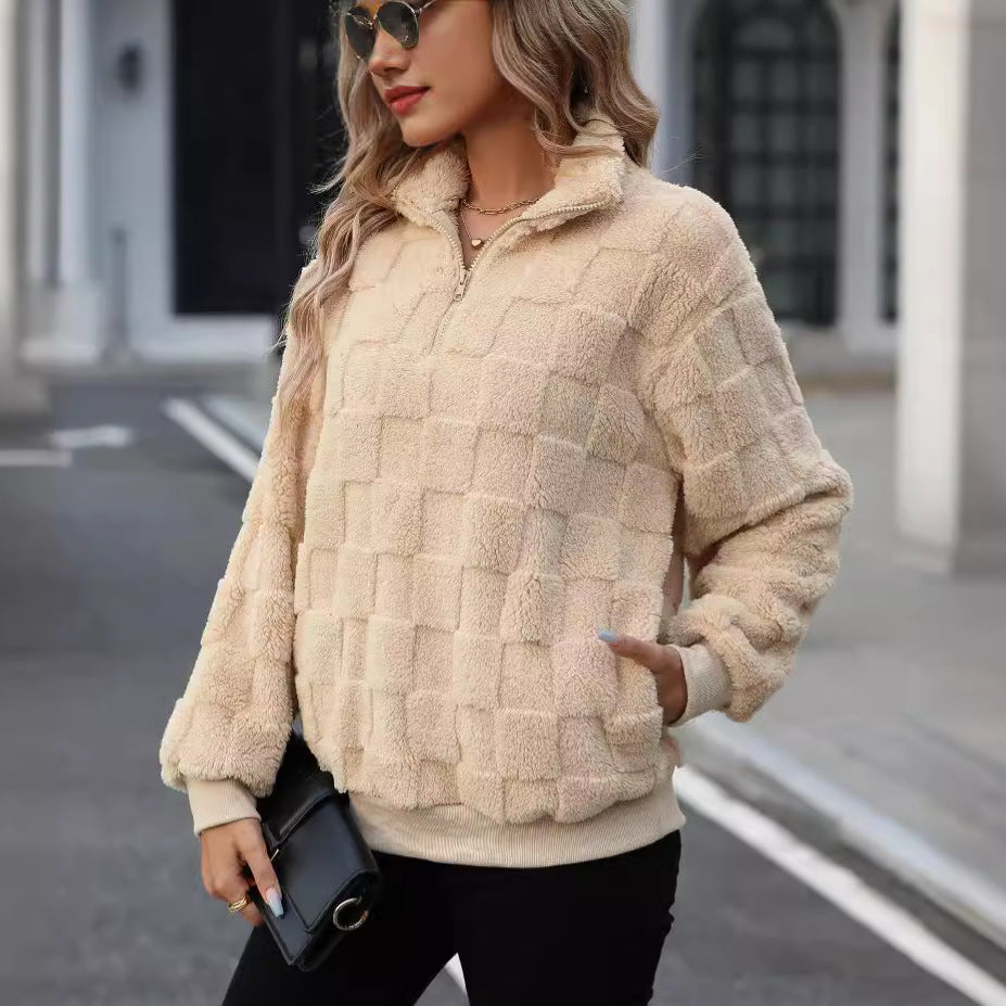 Plaid Zip Sweatshirt