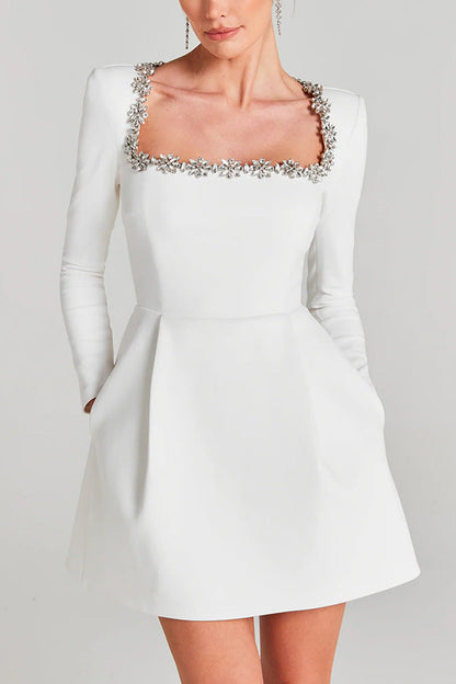 Seana™  Square Collar Velvet Dress