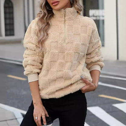 Plaid Zip Sweatshirt