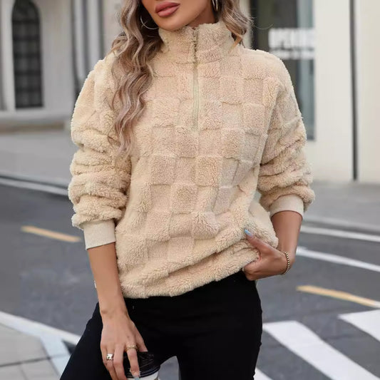 Plaid Zip Sweatshirt