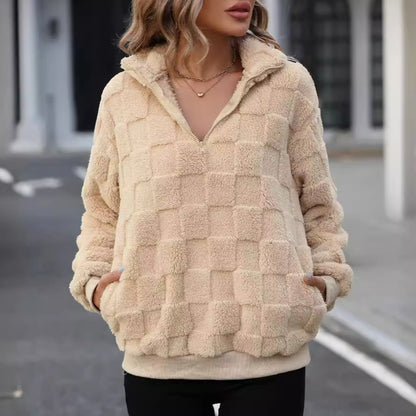 Plaid Zip Sweatshirt
