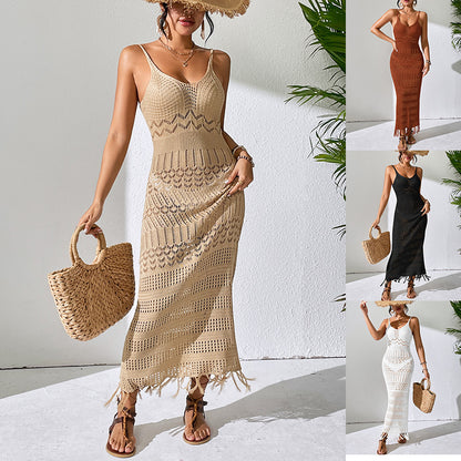 Tassellea™ Knit Maxi Dress – Effortless Boho Chic for the Beach & Beyond