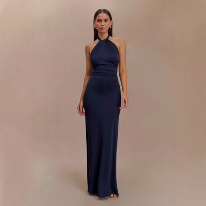 Selvéa™ Backless Halter Maxi Dress