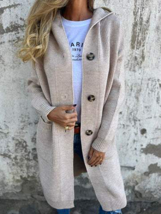 Yasmine™  Long Knit Cardigan with Hood
