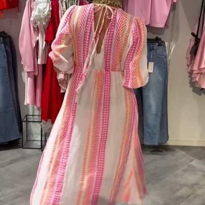 Annie™ V-Neck Linen Summer Dress
