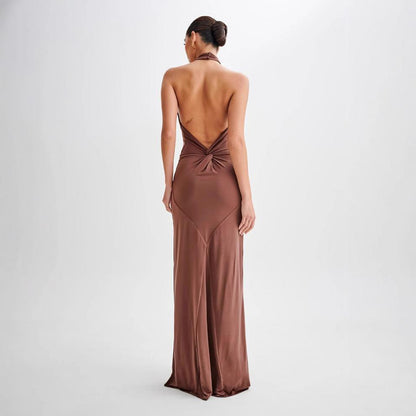 Selvéa™ Backless Halter Maxi Dress
